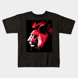 African lion red ink portrait Kids T-Shirt